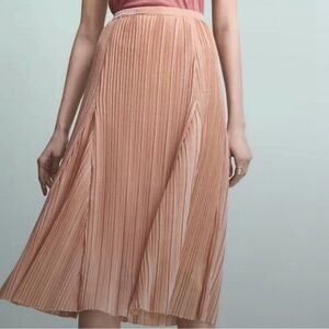 Anthropologie Maeve Pleated Peach metallic Skirt